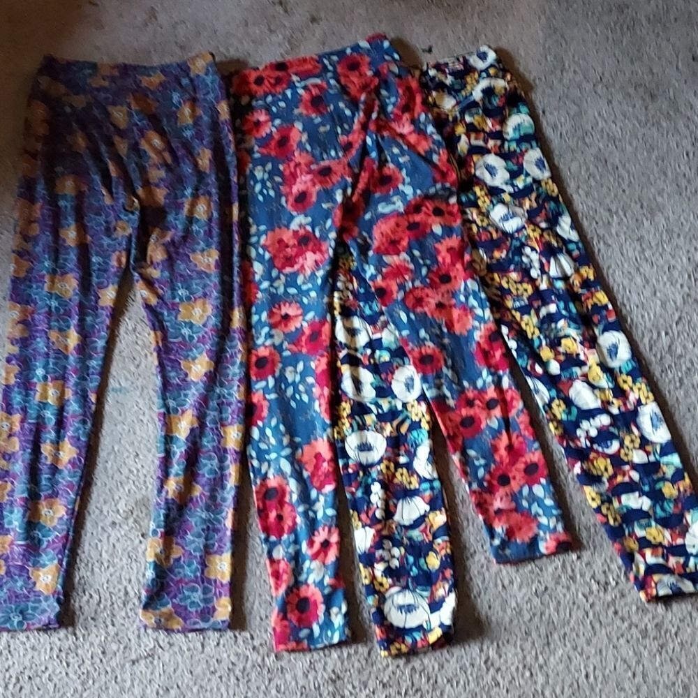 3 pairs LuLaRoe floral leggings pants